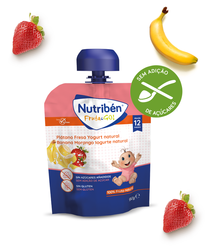Nutribén Fruta Go Pure Banana/Morango/Iogurte Natural 90g - Farmácia Garcia