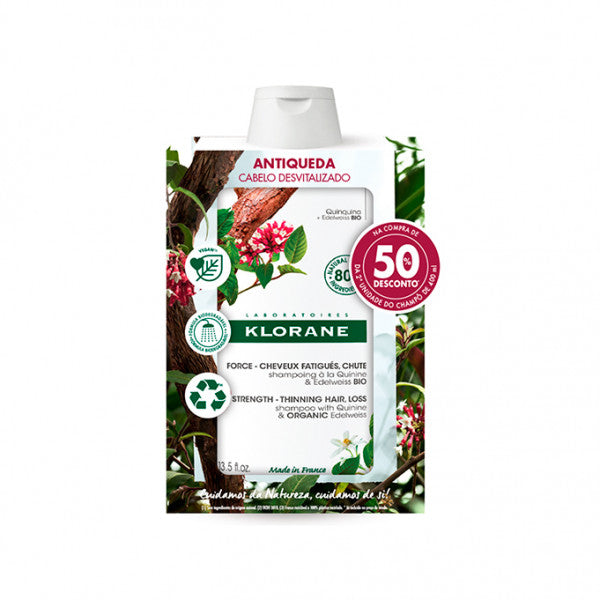 Klorane Capilar Champô Com Quinina & Edelvaisse Bio 800ml (2x400ml) - Farmácia Garcia