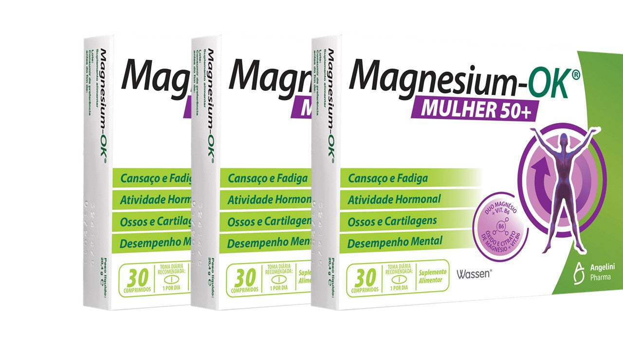 Magnesium-Ok Mulher 50+ 30 Comprimidos Pack Triplo - Farmácia Garcia