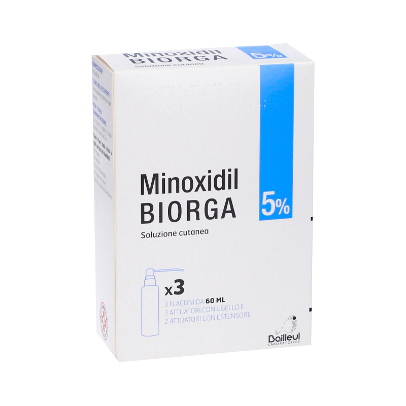 Minoxidil Biorga 5% 3 x 60ml - Farmácia Garcia