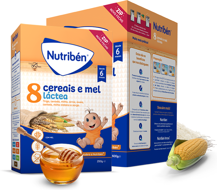 Nutribén Farinhas8 Cereais e Mel Láctea 600g - Farmácia Garcia