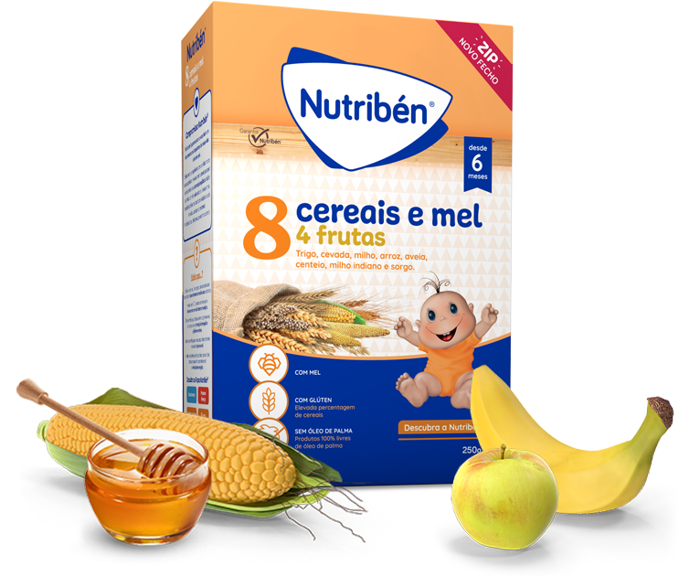 Nutribén Farinhas 8 Cereais e Mel 4 Frutas Não Láctea 250g - Farmácia Garcia