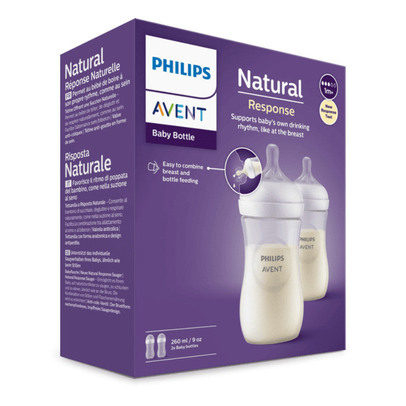 Philips Avent Natural Response Biberão Neutro Duo +1M 2x260ml - Farmácia Garcia