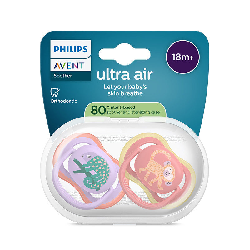 Philips Avent Ultra Air Chupeta Camaleão e Macaco 18M+ 2 Chupetas Silicone