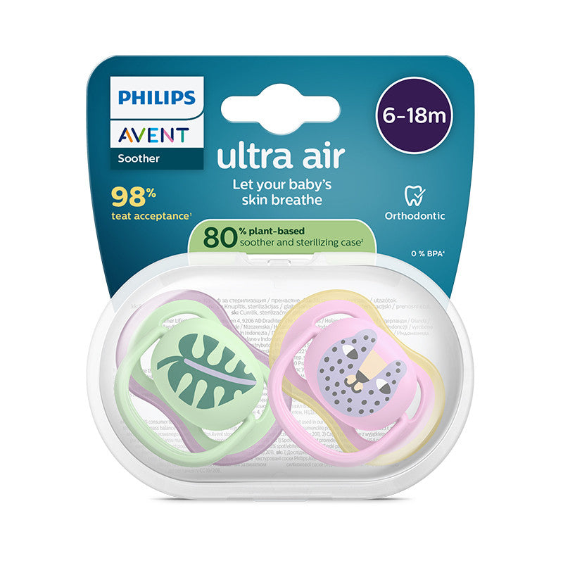Philips Avent Ultra Air Chupeta Folha e Tigre 6-18M 2 Chupetas Silicone