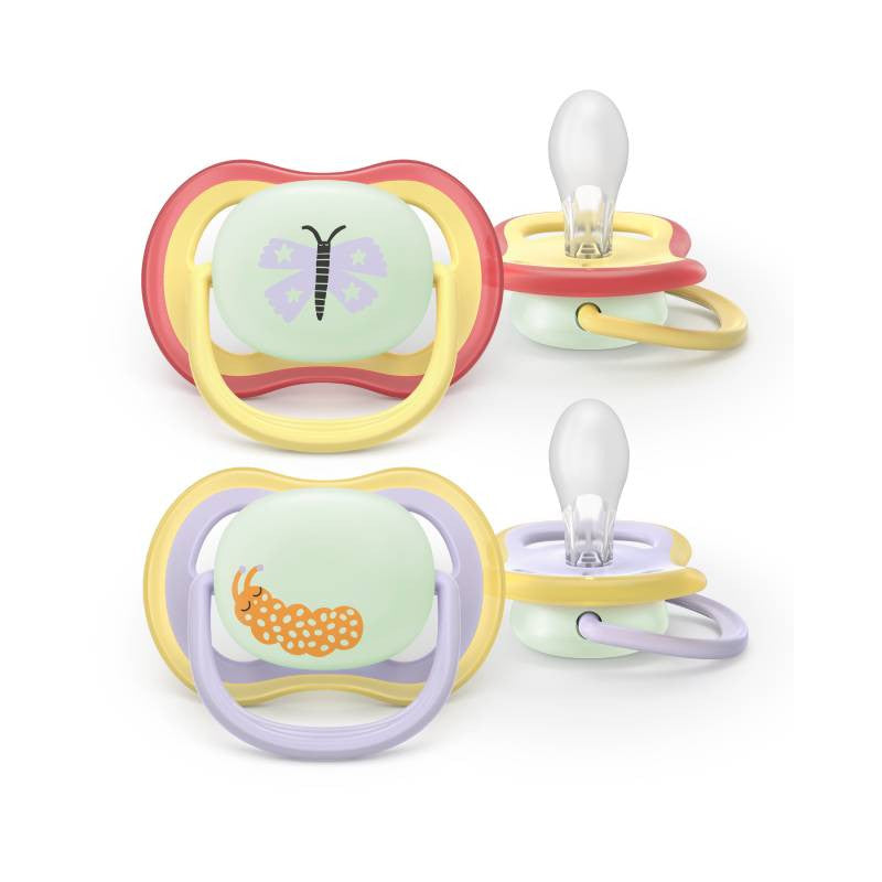 Philips Avent Ultra Air Chupeta Noturna 0-6M Borboleta e Minhoca Brilha no Escuro
