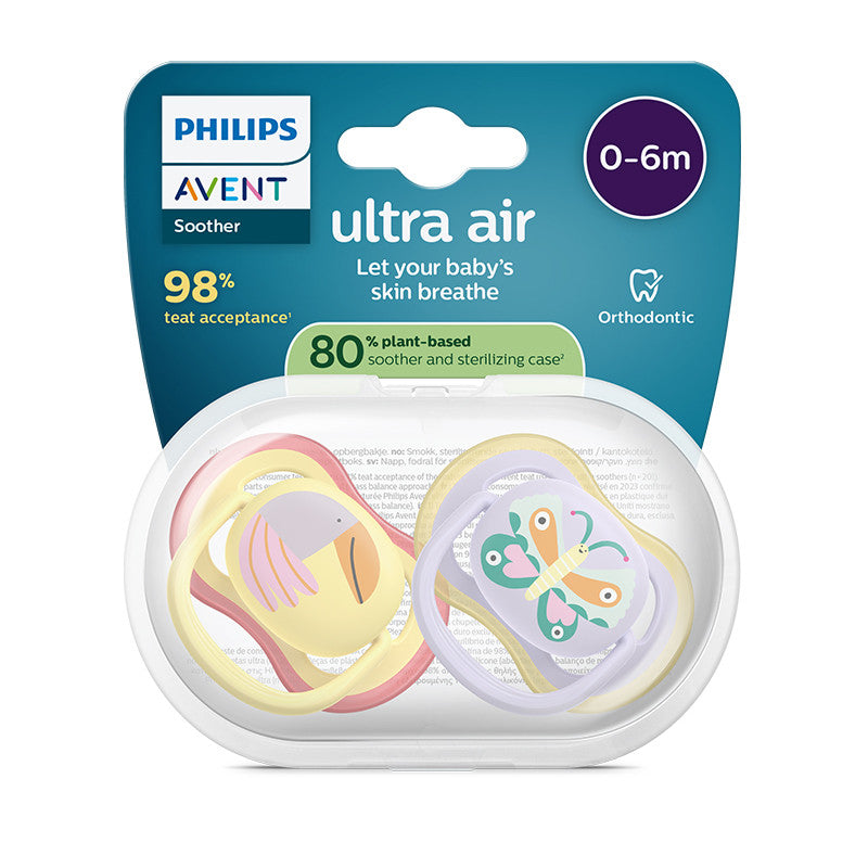 Philips Avent Ultra Air Chupeta Tucano e Borboleta 0-6M 2 Chupetas Silicone