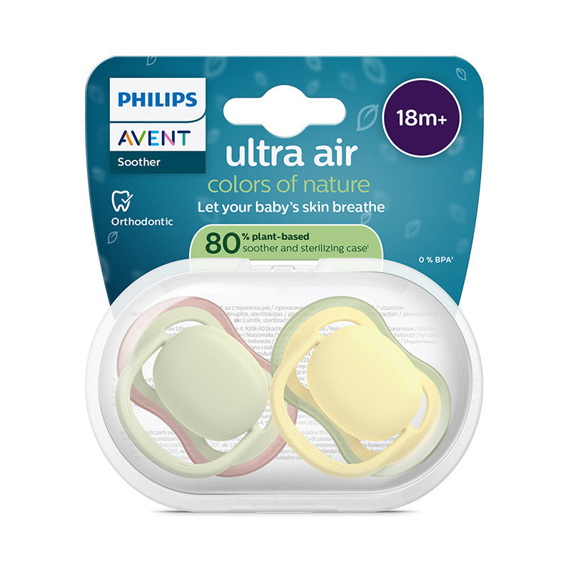 Philips Avent Ultra Air Chupeta Verde e Amarela 18M+ 2 Chupetas Silicone
