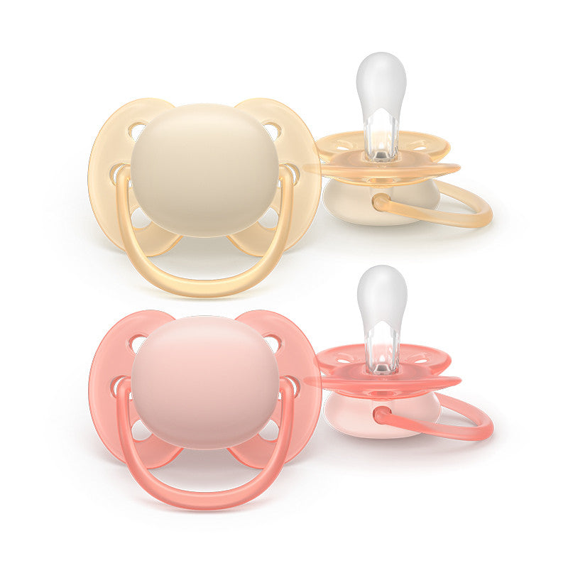 Philips Avent Ultra Soft Chupeta 0-6M Amarela e Rosa Para Pele Sensível Bebé
