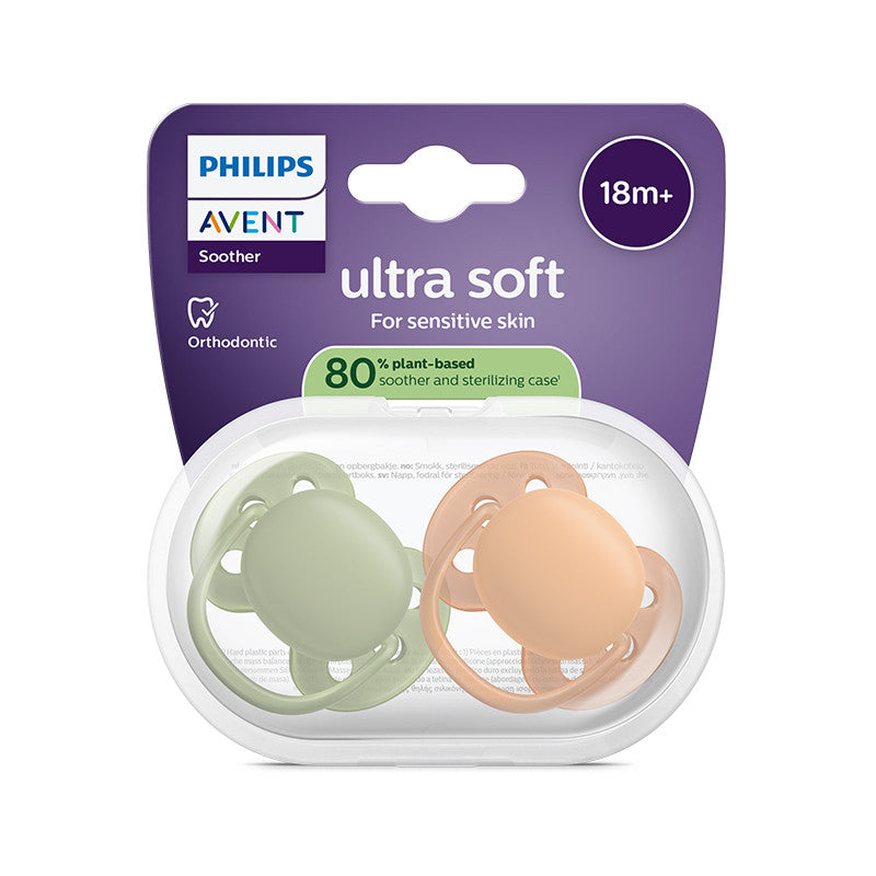 Philips Avent Ultra Soft Chupeta +18M Verde e Laranja Para Pele Sensível Bebé