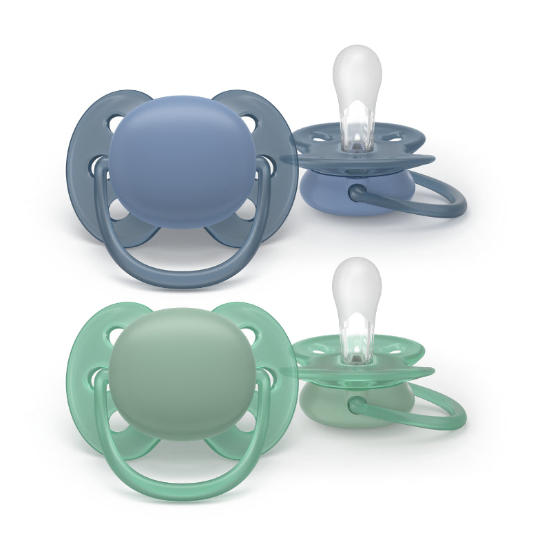 Philips Avent Ultra Soft Chupeta 6-18M Azul e Verde Para Pele Sensível Bebé