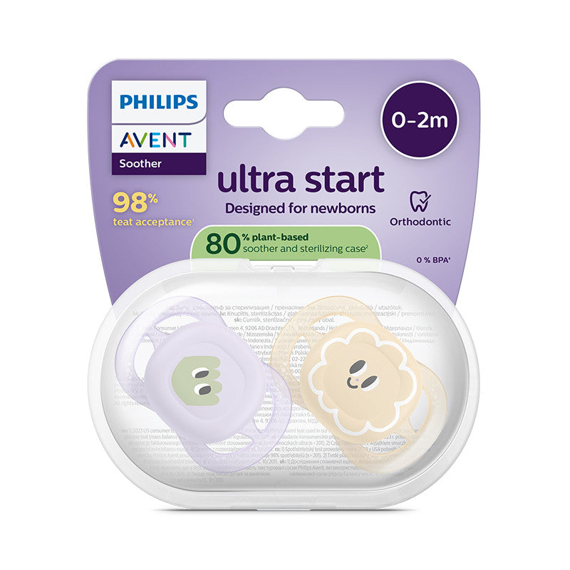Philips Avent Ultra Start Chupeta Monstro e Flor 0-2M 2 Chupetas Silicone