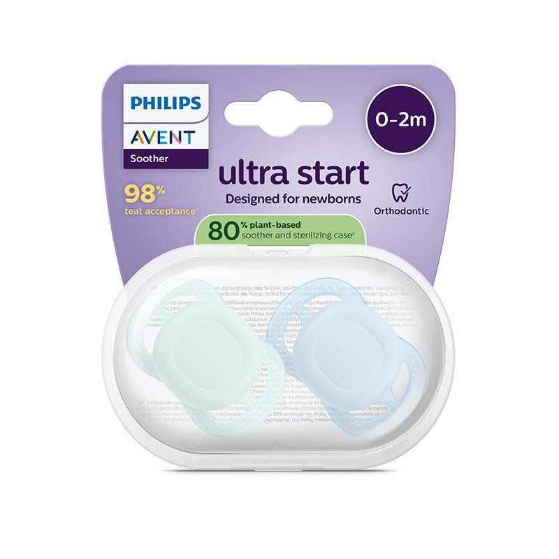 Philips Avent Ultra Start Chupeta Verde e Azul 0-2M 2 Chupetas Silicone