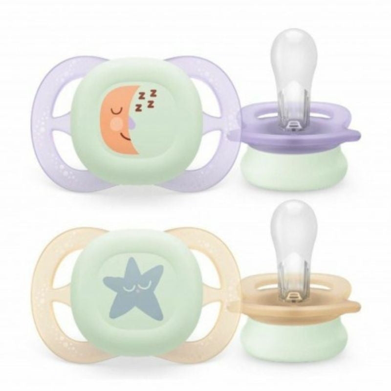 Philips Avent Ultra Start Nighttime 2 Chupetas Lilas/Bege 0-2m