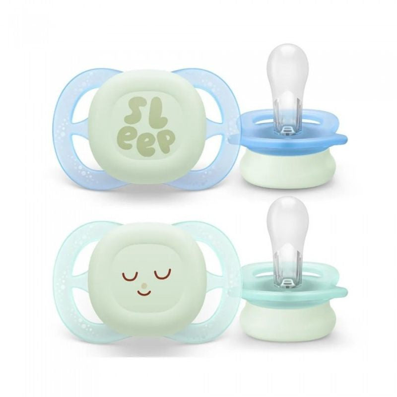 Philips Avent Ultra Start Nighttime 2 Chupetas Menta/Azul 0-2m