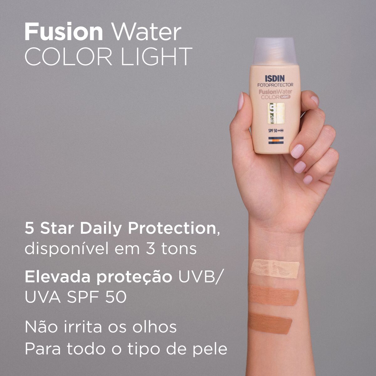 ISDIN Fotoprotector Fusion Water Color Light FPS50+ 50ml - Farmácia Garcia