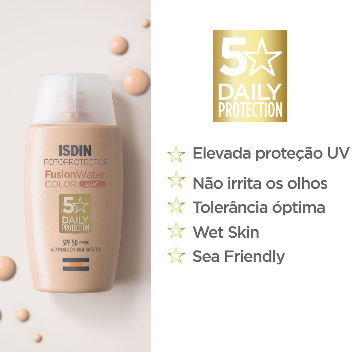ISDIN Fotoprotector Fusion Water Color Light FPS50+ 50ml - Farmácia Garcia