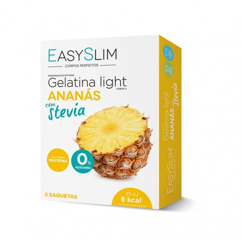 Easyslim Gelatina Light Ananás com Stevia Saqueta 15gx2 - Farmácia Garcia