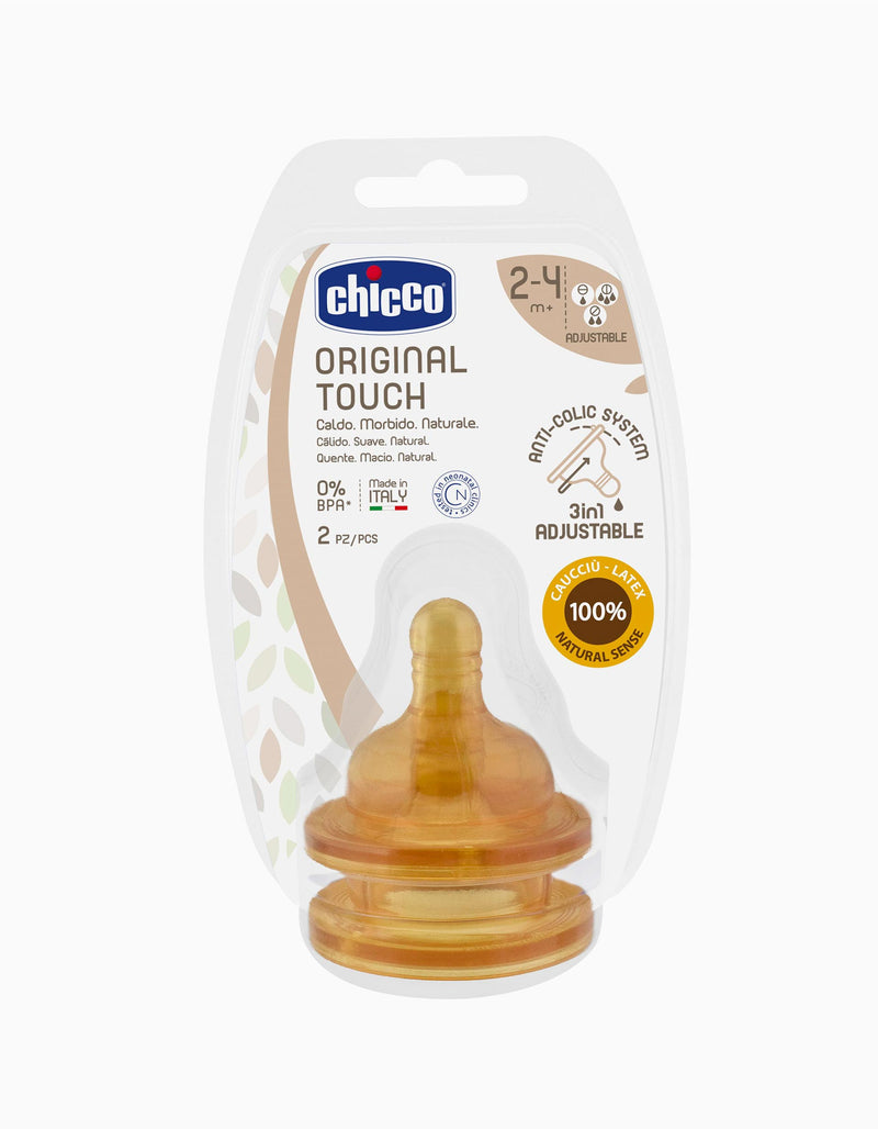 Chicco Tetina Touch Latex Fluxo Regulável 2m+ x 2 unidades - Farmácia Garcia