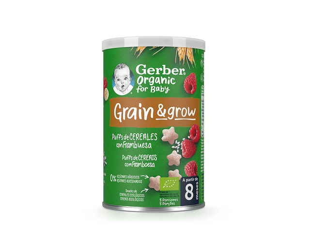 Gerber Bio Nutripuffs Framboesa 35g 8M+ - Farmácia Garcia