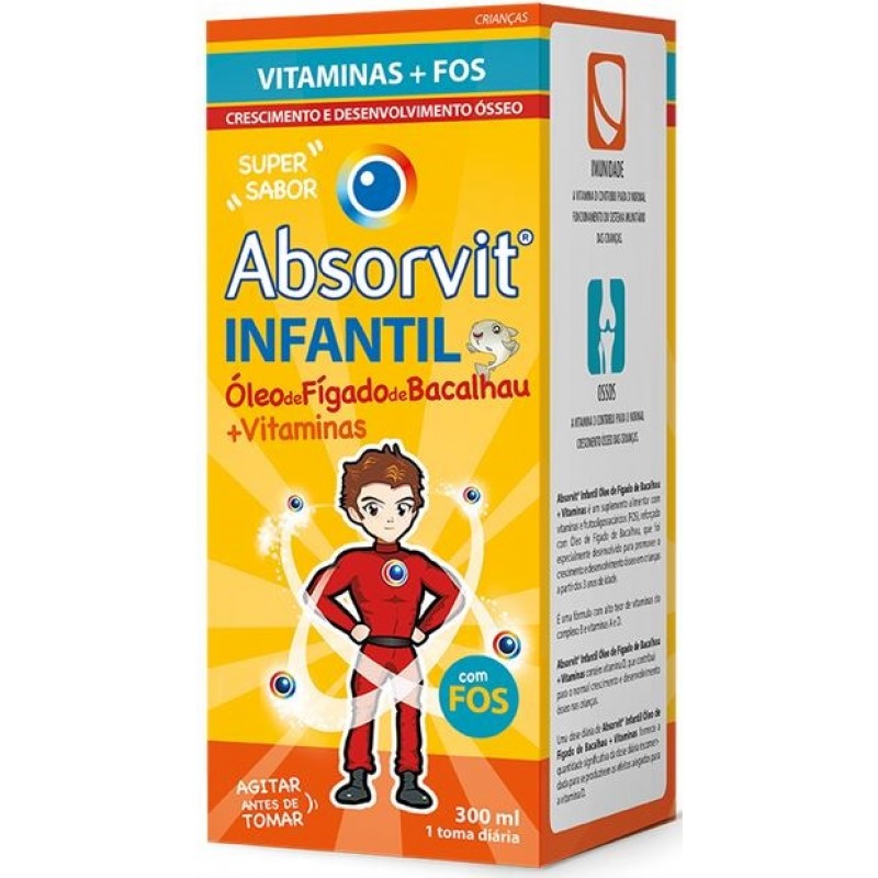 Absorvit Infantil Óleo Fígado de Bacalhau + Vitaminas 300ml - Farmácia Garcia