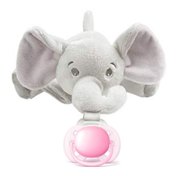 Philips Avent Ultra Soft Snuggle elefante com Chupeta silicone 0M-6M Rosa - Farmácia Garcia