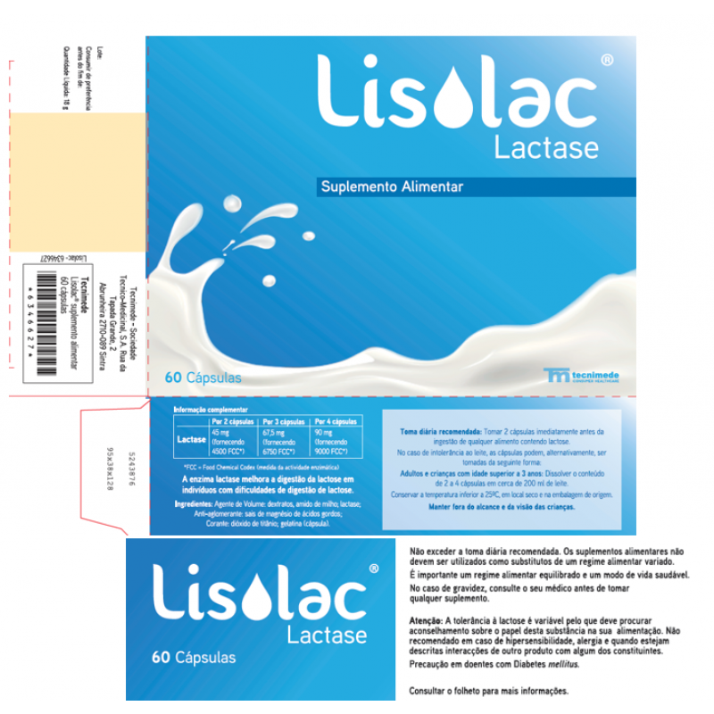 Lisolac Lactase 60 Cápsulas - Farmácia Garcia