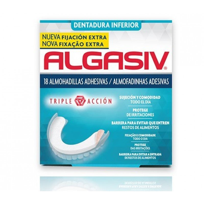 Algasiv Almofada Adesiva Dentadura Inferior  x18 - Farmácia Garcia