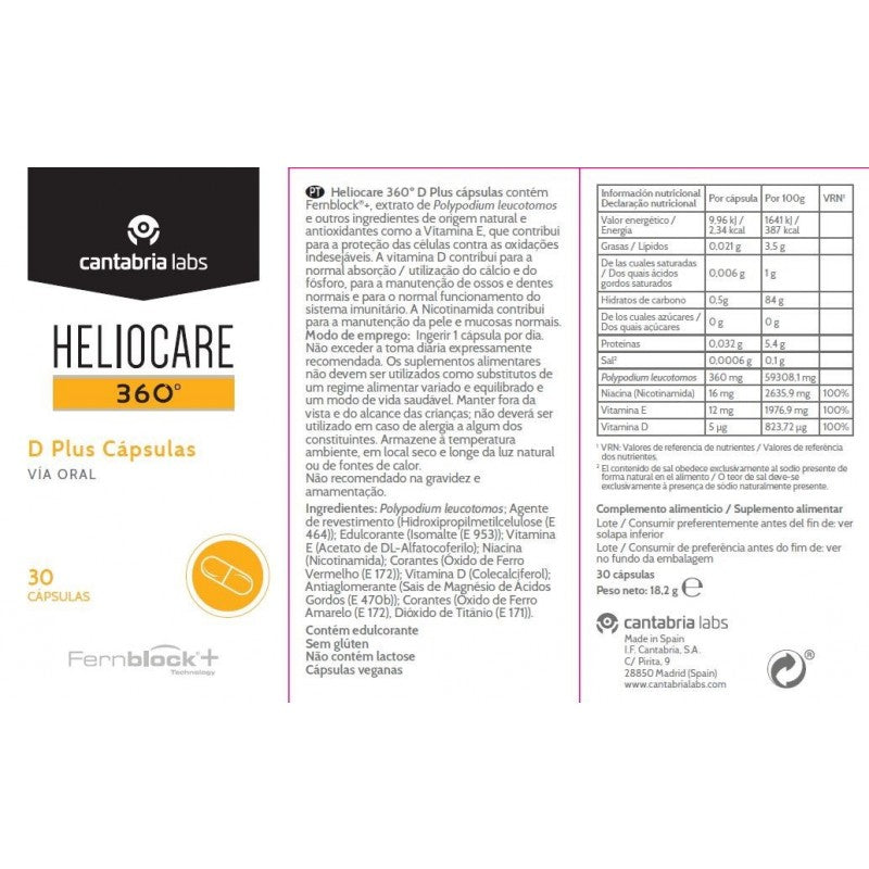 Heliocare360 D Plus Cápsulas x30 - Farmácia Garcia