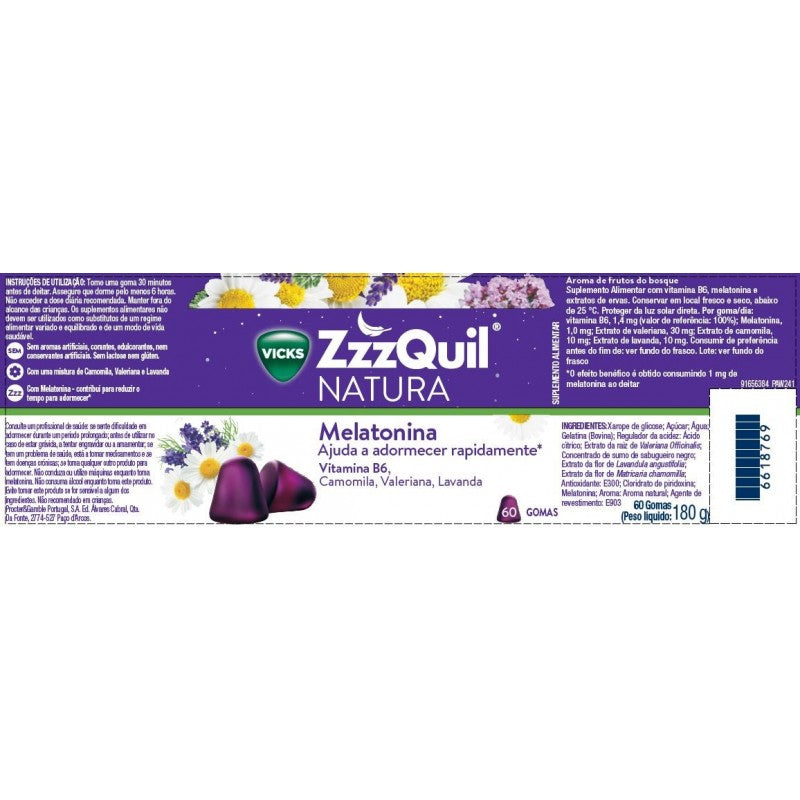 ZzzQuil Natura 60 Gomas - Farmácia Garcia