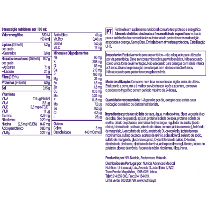 Fortimel Morango 4 Frascos 200ml - Farmácia Garcia