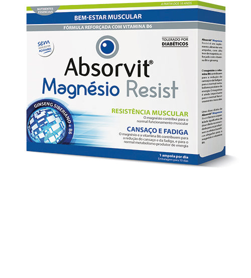 Absorvit Magnesio Resist Ampolas 10ml x10 - Farmácia Garcia