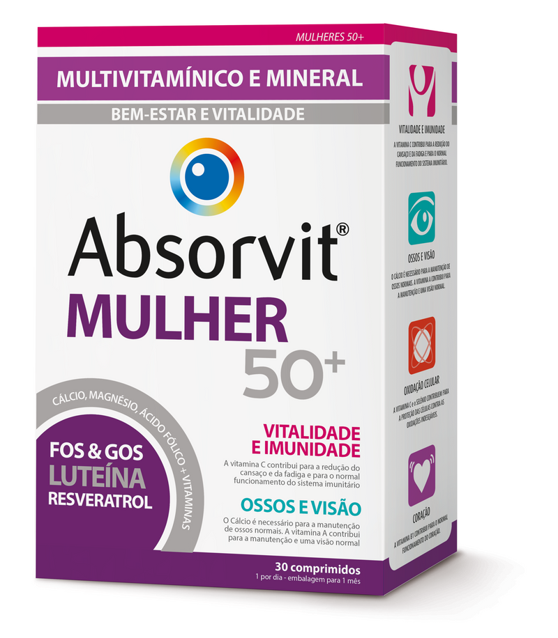 Absorvit 50+ Mulher 30 Comprimidos - Farmácia Garcia