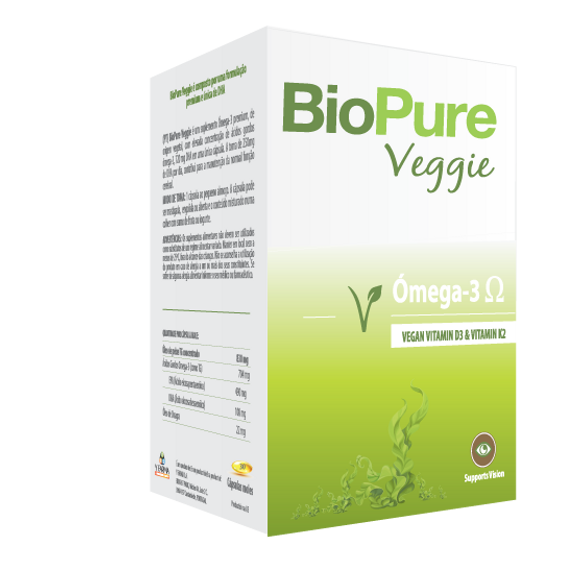 Biopure Veggie Ómega-3 + D3 + K2 30 cápsulas - Farmácia Garcia
