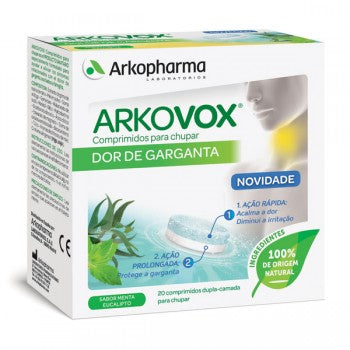 Arkovox Menta Eucalipto 20 Comprimidos Dupla Camada - Farmácia Garcia