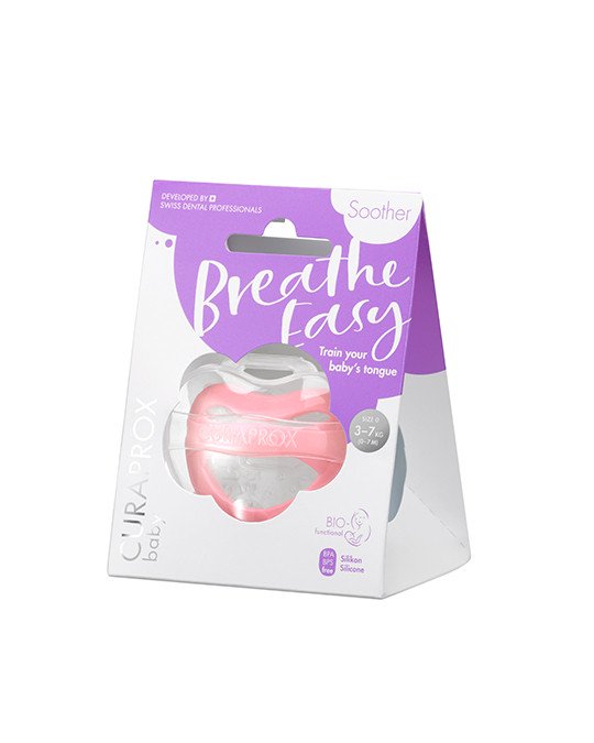 Curaprox Breathe Easy Chupeta Rosa 0 a 7 Meses 3 a 7Kg - Farmácia Garcia