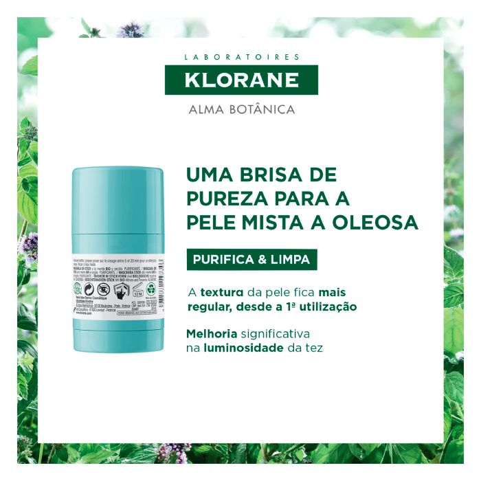 Klorane Menta Aquática Máscara-Stick Purificante 25g - Farmácia Garcia