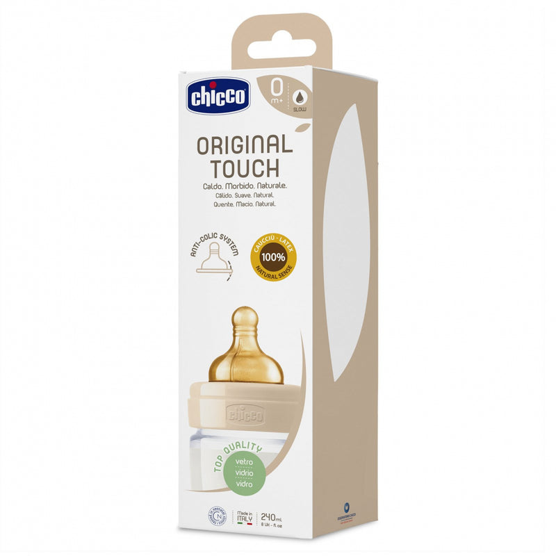 Chicco Biberão Vidro Touch Latex 240ml - Farmácia Garcia