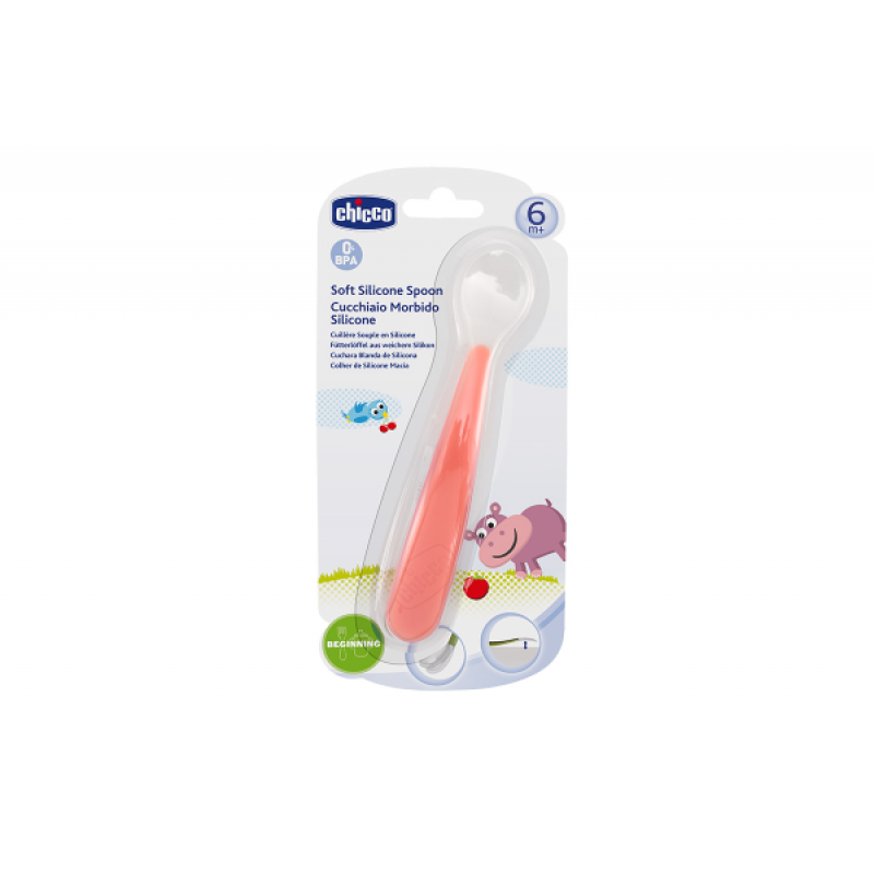 Chicco Colher Silicone 6M+ Vermelha - Farmácia Garcia