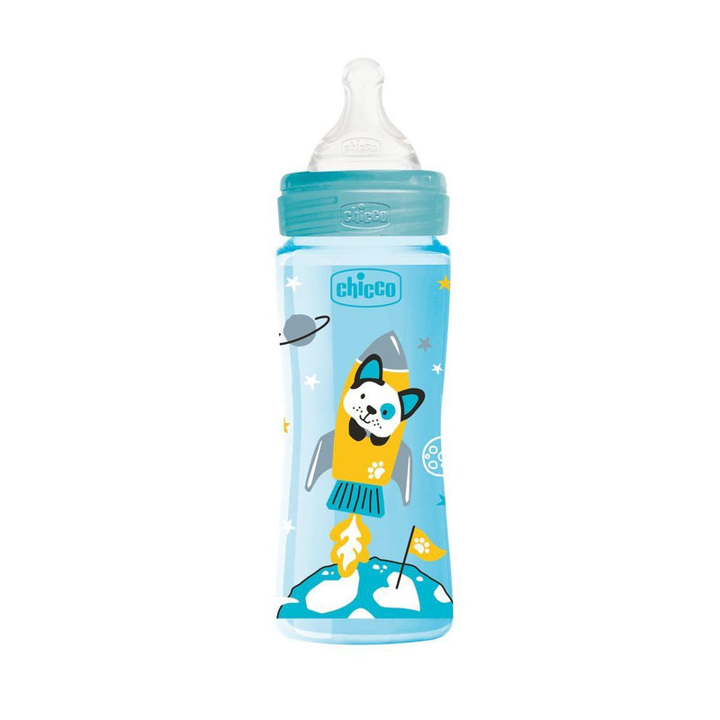 Chicco Biberão Well Being Color 330ml Fluxo Rápido Boy - Farmácia Garcia