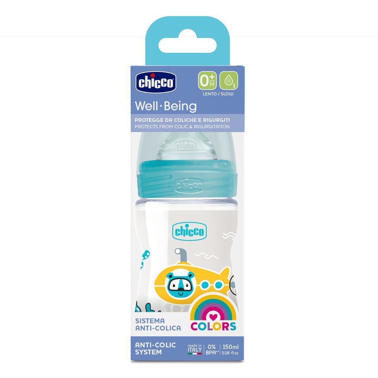 Chicco Biberão Well Being 150ml Fluxo Lento Boy - Farmácia Garcia