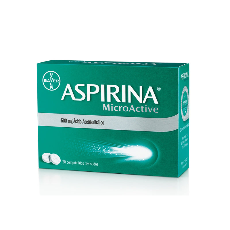 Aspirina Microactive, 500 mg x 20 comp rev - Farmácia Garcia