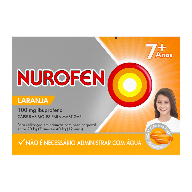 Nurofen, 100 mg x 24 cáps mole p/mastigar - Farmácia Garcia