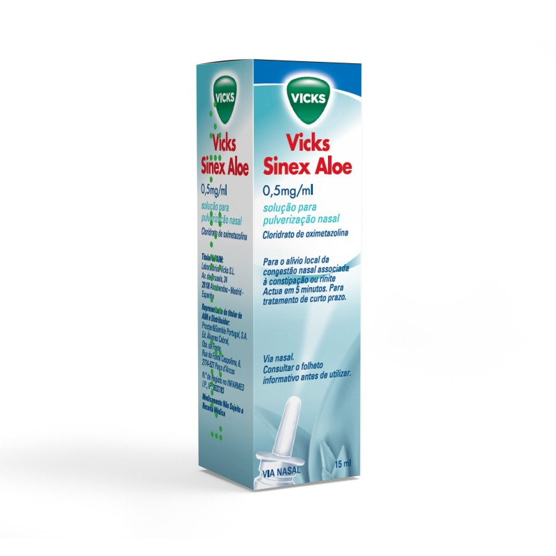 Vicks Sinex Aloé 0,5 mg/ml Frasco 15 ml Sol pulv nasal - Farmácia Garcia