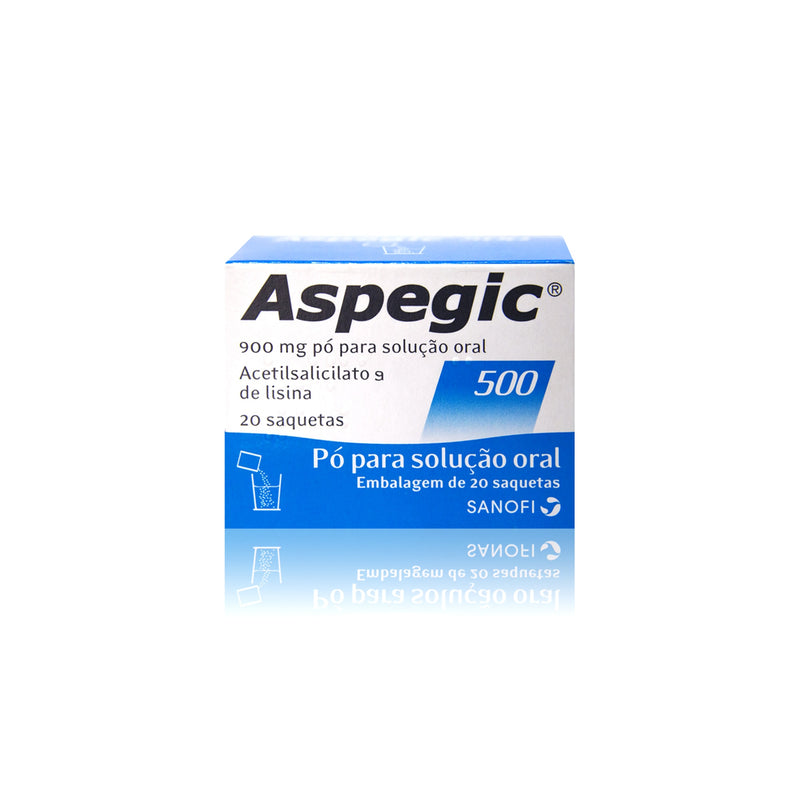 Aspegic 500, 900 mg x 20 pó sol oral saq - Farmácia Garcia