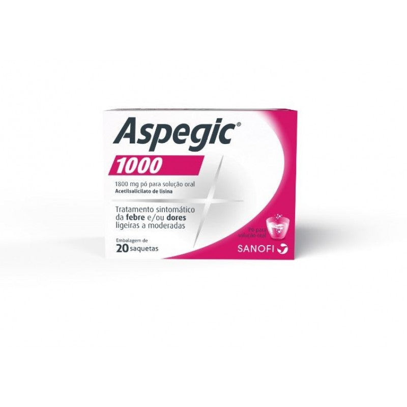 Aspegic 1000, 1800 mg x 20 pó sol oral saq - Farmácia Garcia