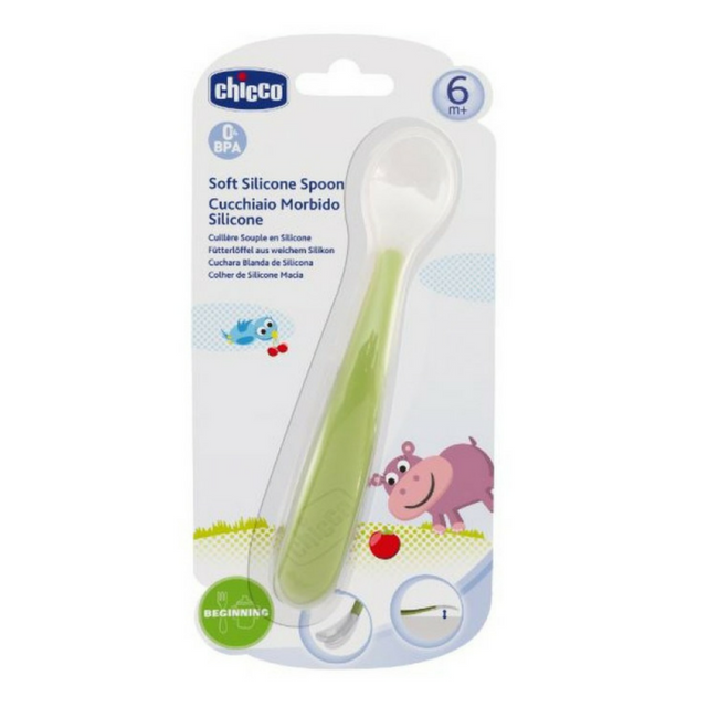 Chicco Colher Silicone Verde 6m+ - Farmácia Garcia