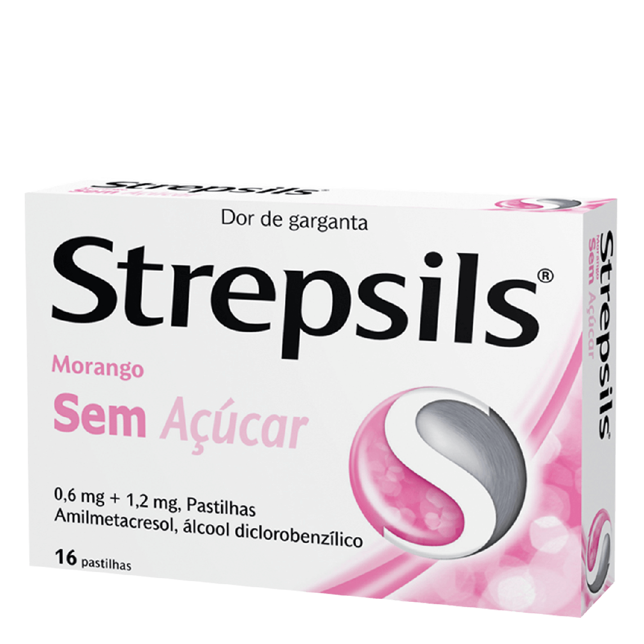 Strepsils Morango sem açúcar, 1,2/0,6 mg x 16 pst - Farmácia Garcia