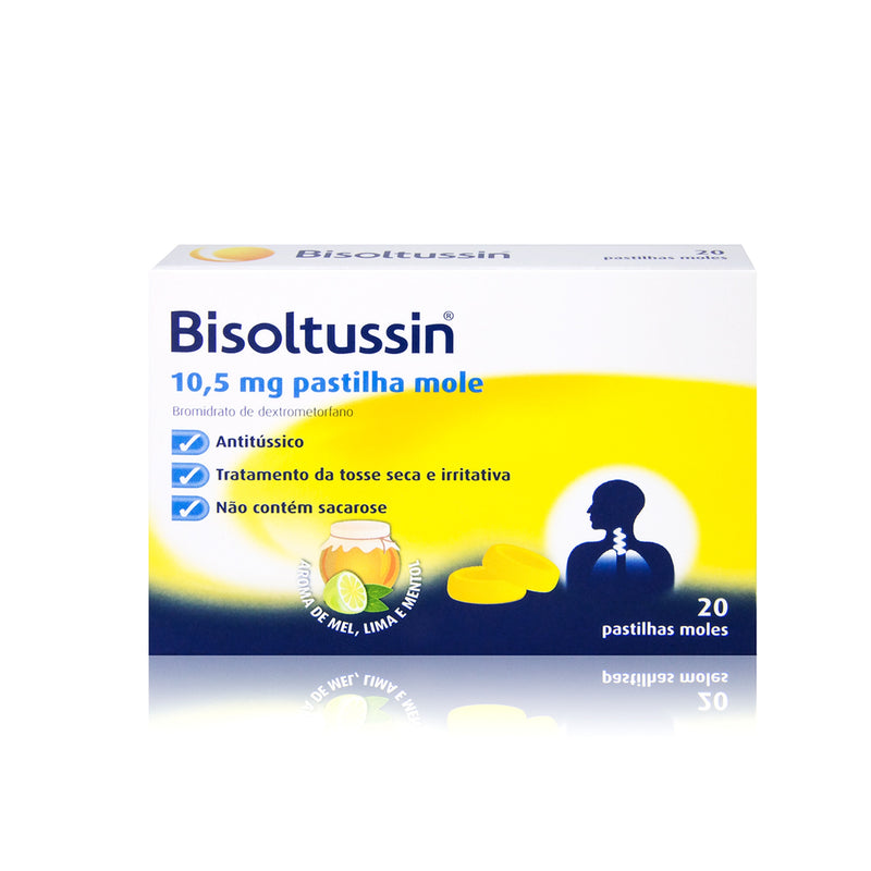 Bisoltussin, 10,5 mg x 20 pastilhas moles - Farmácia Garcia
