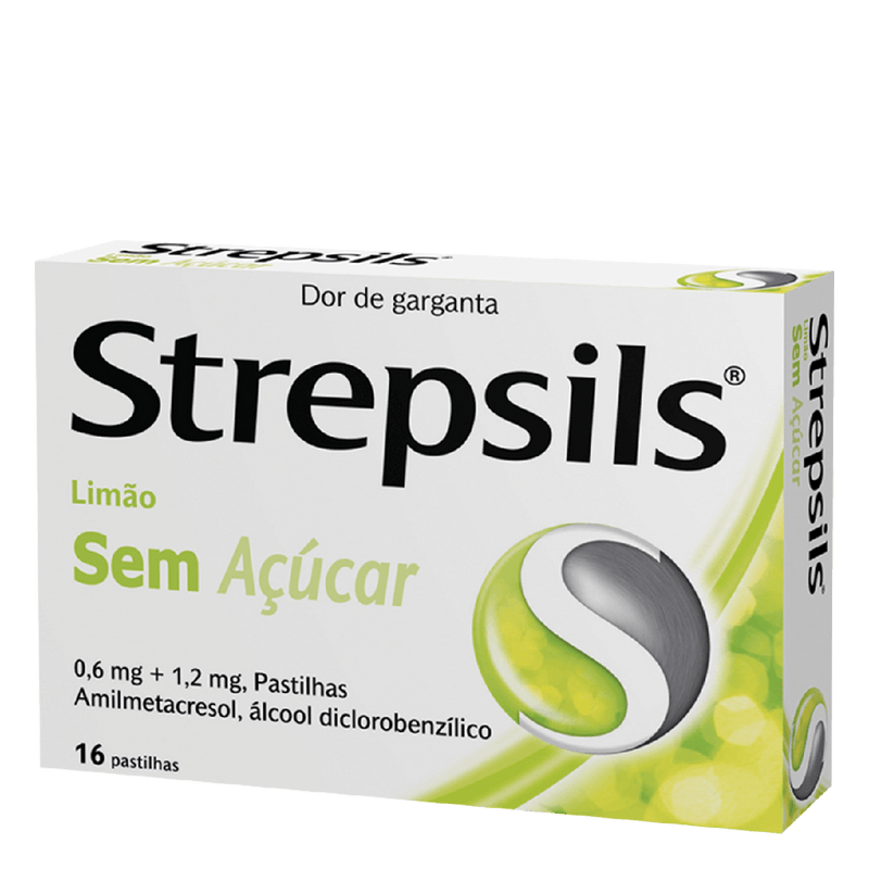 Strepsils Limão sem açúcar, 1,2/0,6 mg x 16 pst - Farmácia Garcia